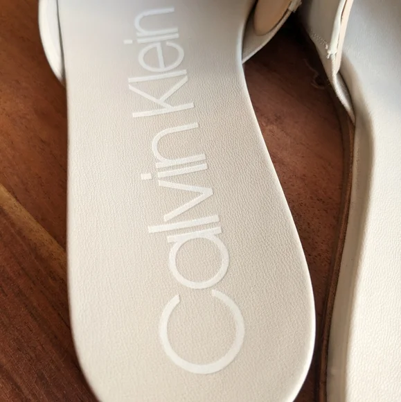 Calvin Klein White Slide Sandals - Picture 4 of 5